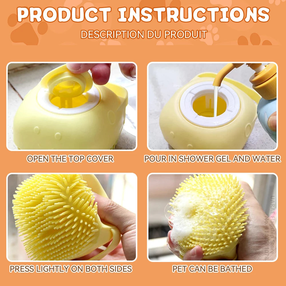 Dog Bathing Brush Pet Massage Brush Shampoo