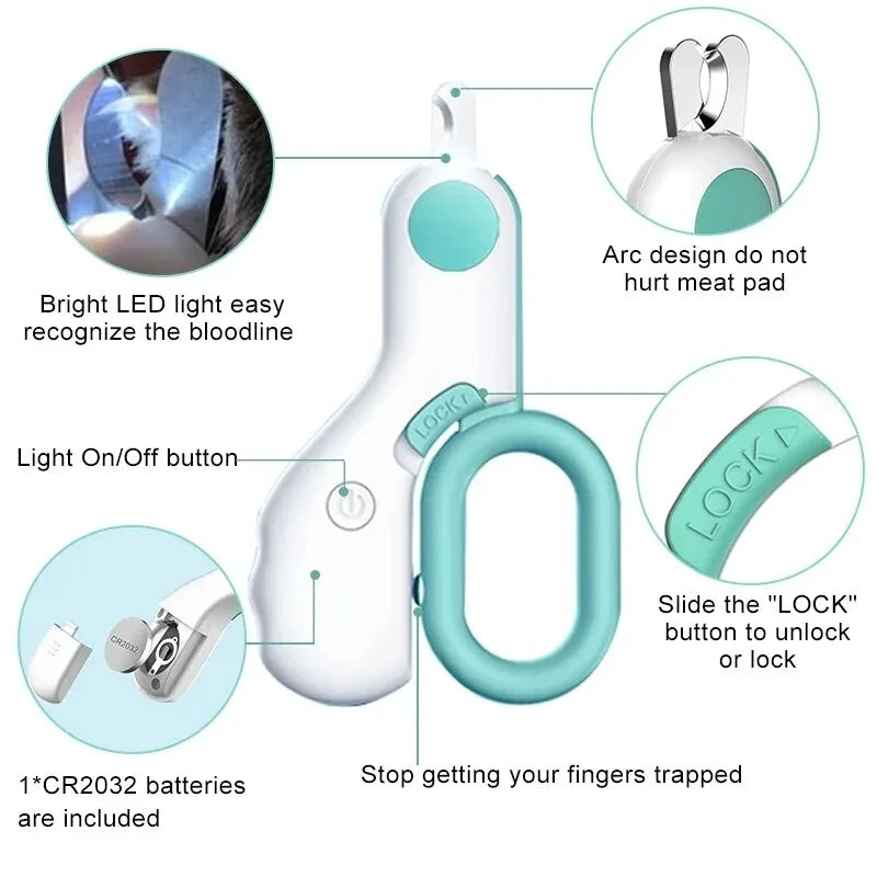 LED Light Cat Dog Nail Clipper Cutter Professional
