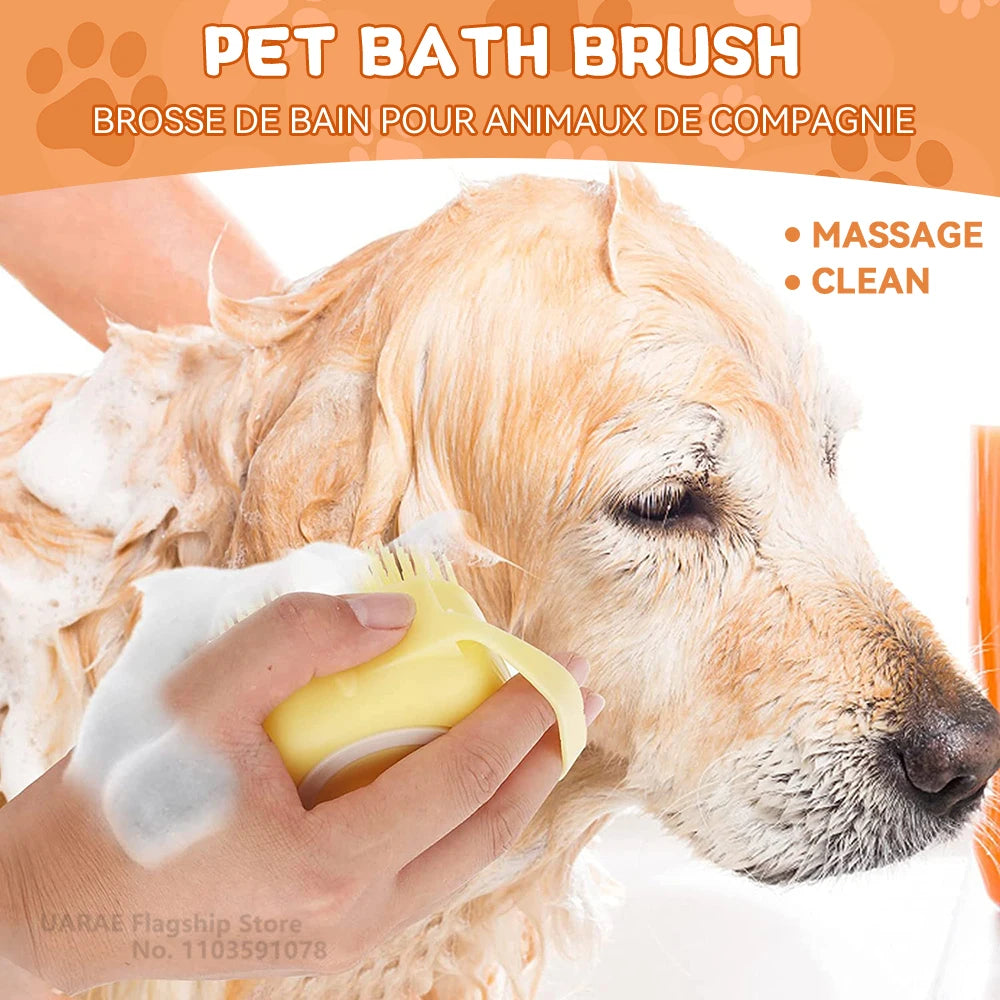Dog Bathing Brush Pet Massage Brush Shampoo
